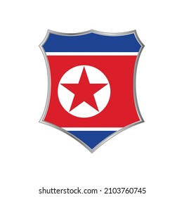 Flag of North Korea with silver shield frame