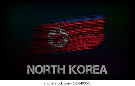Flag of the North Korea. Vector illustration in grunge style with cracks and abrasions. Good image for print
