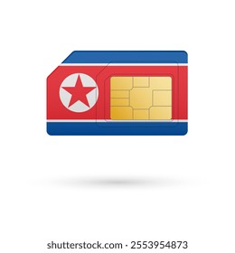 Flag of North Korea. Vector illustration of SIM Card with flag on white background