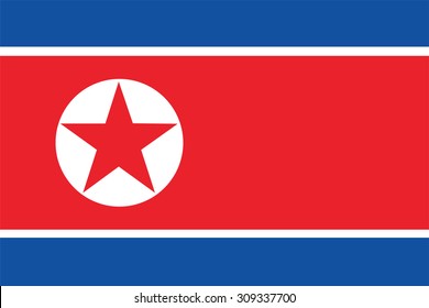 Flag of North Korea. Vector illustration. 