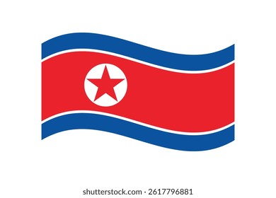 Flag of North Korea. North Korea wavy flag digital vector illustration. Fluttering flag.
