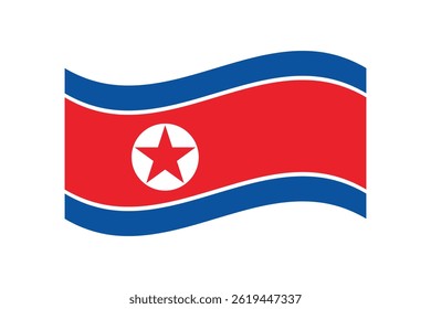 Flag of North Korea. North Korea wavy flag digital vector illustration. Fluttering flag.