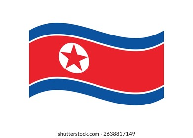 Flag of North Korea. North Korea wavy flag digital vector illustration. Fluttering flag.