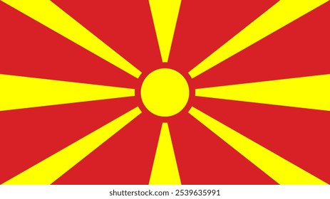 Flag of North Macedonia, 16:9 Format, North Macedonia Flag, Vector Images