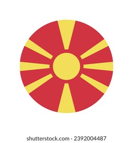 Flag of North Macedonia. Button flag icon. Standard color. Circle icon flag. Computer illustration. Digital illustration. Vector illustration.