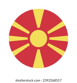 Flag of North Macedonia. Button flag icon. Standard color. Circle icon flag. Computer illustration. Digital illustration. Vector illustration.