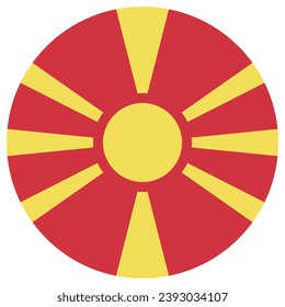 Flag of North Macedonia. Button flag icon. Standard color. Circle icon flag. Computer illustration. Digital illustration. Vector illustration.
