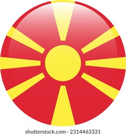 Flag of North Macedonia. Flag icon. Standard color. A round flag. 3d illustration. Computer illustration. Digital illustration. Vector illustration.