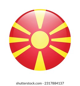 Flag of North Macedonia. Flag icon. Standard color. The round flag. 3d illustration. Computer illustration. Digital illustration. Vector illustration.