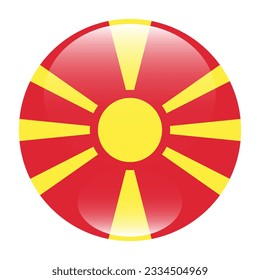 Flag of North Macedonia. Flag icon. Standard color. Circle icon flag. 3d illustration. Computer illustration. Digital illustration. Vector illustration.
