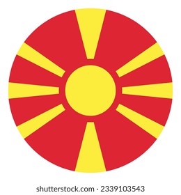 Flag of North Macedonia. Flag icon. Standard color. Circle icon flag. Computer illustration. Digital illustration. Vector illustration.