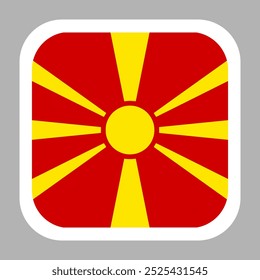 The flag of north macedonia. Flag icon. Standard color. flat vector square with rounded corners. Computer illustration. Digital illustration. Vector illustration