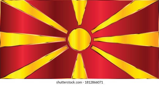 Flag of North Macedonia with metal gradient