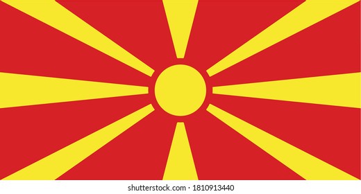 Flag of North Macedonia. Official colors and proportion correctly. National North Macedonia flag. Vector illustration. EPS10