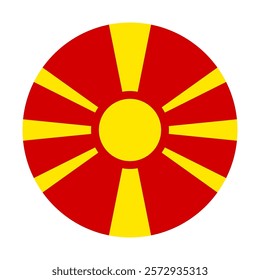 Flag of North Macedonia round shape, national symbol