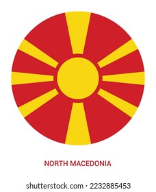 Flag Of North Macedonia, North Macedonia flag vector illustration, North Macedonia flag in a circle.