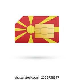 Flag of North Macedonia. Vector illustration of SIM Card with flag on white background