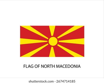 FLAGGE DES NORDMACEDONIA-VEKTORS, ILLUSTRATION, TYPOGRAPHIE AUF WEISSEM HINTERGRUND