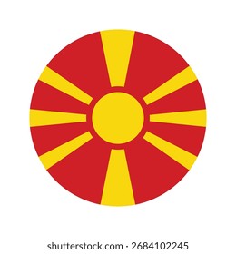 Flag of North Macedonia, vector illustration. Macedonian flag in the shape of a circle.