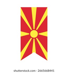 Flag of North Macedonia. North Macedonia vertical flag icon digital vector illustration. The hanging flag.