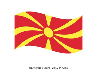 Flag of North Macedonia. North Macedonia wavy flag digital vector illustration. Fluttering flag.