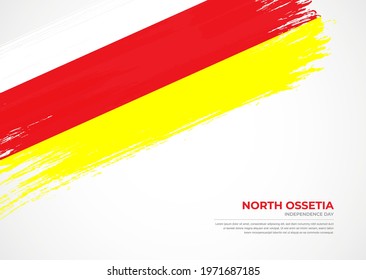Flag of North Ossetia with creative painted brush stroke texture background