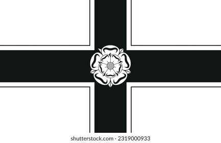 The flag of the North Riding of Yorkshire ceremonial county of England in black and white colours. Vector illustration 