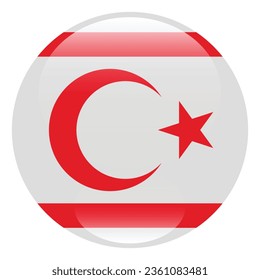 Flag of Northern Cyprus. Button flag icon. Standard color. Circle icon flag. 3d illustration. Computer illustration. Digital illustration. Vector illustration.