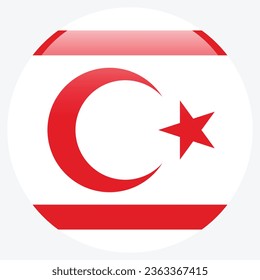 Flagge Nordzyperns. Button-Flag-Symbol. Standardfarbe. Circle Icon Flag. 3D-Abbildung. Computergrafik. Digitale Illustration. Vektorgrafik.