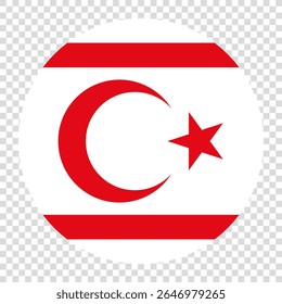 Bandeira de Chipre do Norte. Norte Chipre círculo bandeira ícone do logotipo computador vetor ilustração design. Fundo de tabuleiro de xadrez transparente.