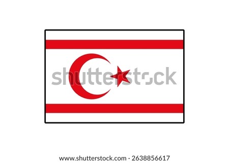 The flag of Northern Cyprus features a red crescent and star on a white background, flanked by two horizontal red stripes. It symbolizes the identity and culture of the region.
