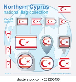Flag of  Northern Cyprus, icon collection, vector illustration