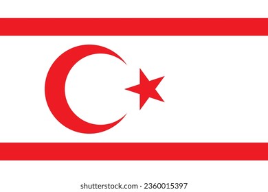 Flag of Northern Cyprus. Flag icon. Standard color. Standard size. A rectangular flag. Computer illustration. Digital illustration. Vector illustration.