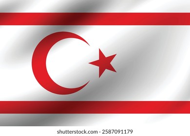 Flag of Northern Cyprus. Northern Cyprus flag official colors and proportion digital vector illustration. Waving flag.