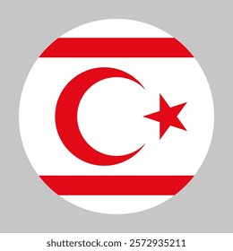 Flag of Northern Cyprus round shape, national symbol