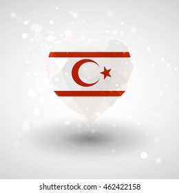 Flag of Northern Cyprus in shape of diamond glass heart in triangulation style for info graphics, greeting card, celebration of Independence Day, printed materials 
