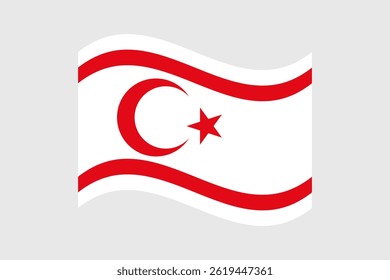 Flag of Northern Cyprus. Northern Cyprus wavy flag digital vector illustration. Fluttering flag.
