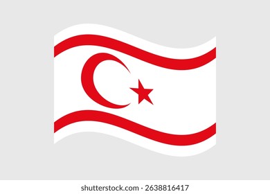 Flag of Northern Cyprus. Northern Cyprus wavy flag digital vector illustration. Fluttering flag.