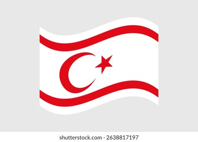 Flag of Northern Cyprus. Northern Cyprus wavy flag digital vector illustration. Fluttering flag.