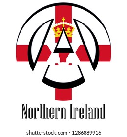 Flag of Northern Ireland of the world in the form of a sign of anarchy, which stands for freedom and equality of people.