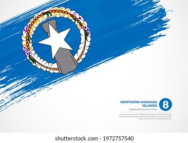 Flag of Northern Mariana Islands with creative painted brush stroke texture background