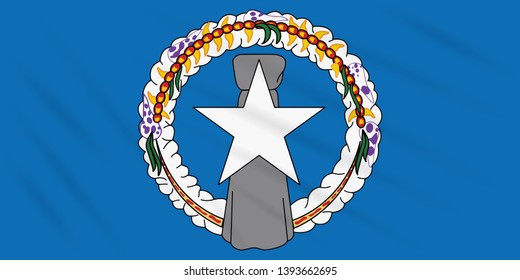 Flag Northern Mariana Islands swaying in wind, realistic vector