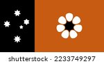 Flag of Northern Territory, NT (Commonwealth of Australia) A vertical 1:2 bicolour of black (charged with the Southern Cross) and ochre (charged with a stylised Sturt