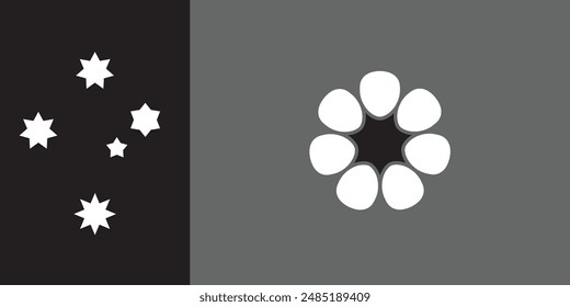 Flag of Northern Territory in white, grey and black color. Vector illustration