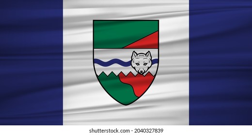 Flag of Northwest Territories, Canada. Realistic waving flag of Northwest Territories vector background.