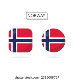 Marca de Noruega 2 Formas icono Estilo de caricatura 3D.