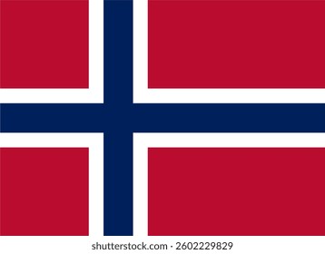 The flag of Norway, with accurate proportions and colors. Vector image.