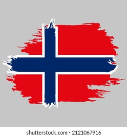 Flag of Norway. Brush painted Flag of Norway.  Flag of Norway with grunge texture. Vector illustration 