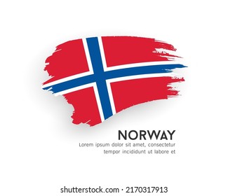 Flag of Norway, brush stroke design isolated on white background, EPS10 vector illustration