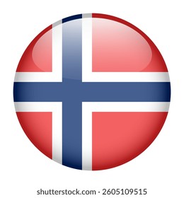 flag of Norway, button round glossy icon